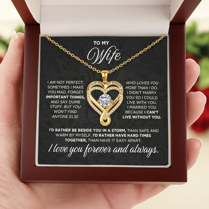 "To My Wife" Two hearts, looped in infinity Necklace