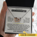 Granddaughter interlocked hearts necklace with keepsake message card