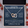 Daughter-in-law linked hearts necklace with keepsake message card