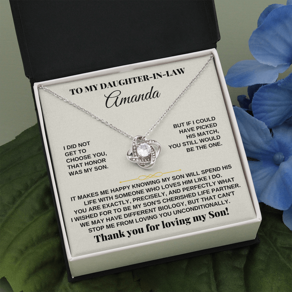 Love Knot necklace in the two toned box
