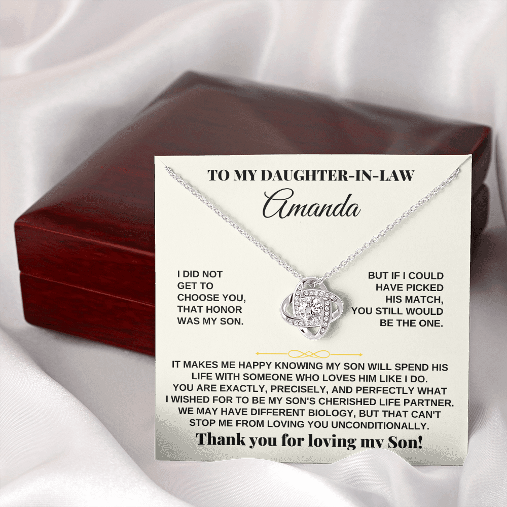 Love Knot necklace in the mahogany style luxury box with LED