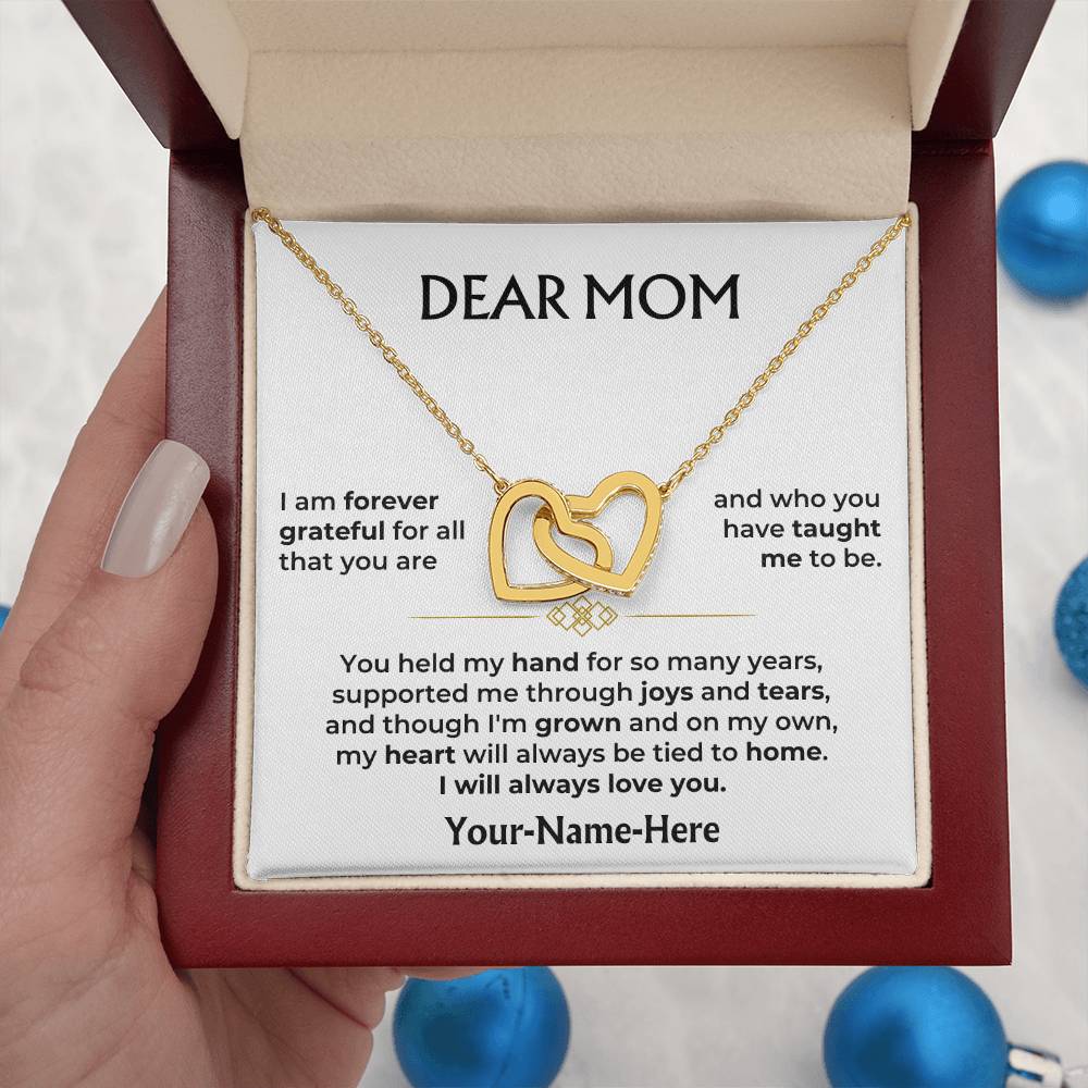 Dear Mom - 18k Yellow Gold Interlocked-Hearts Necklace Gift Set - SS587
