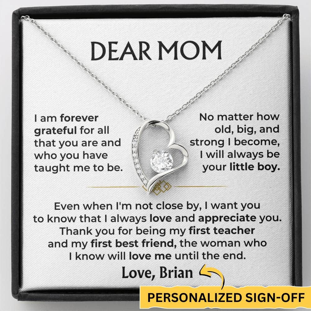 Forever Love necklace from son to mom with keepsake message card