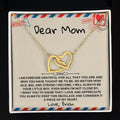 Interlocked hearts necklace from son to mom with keepsake message card