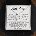Keepsake necklace from son to mom with printed message card