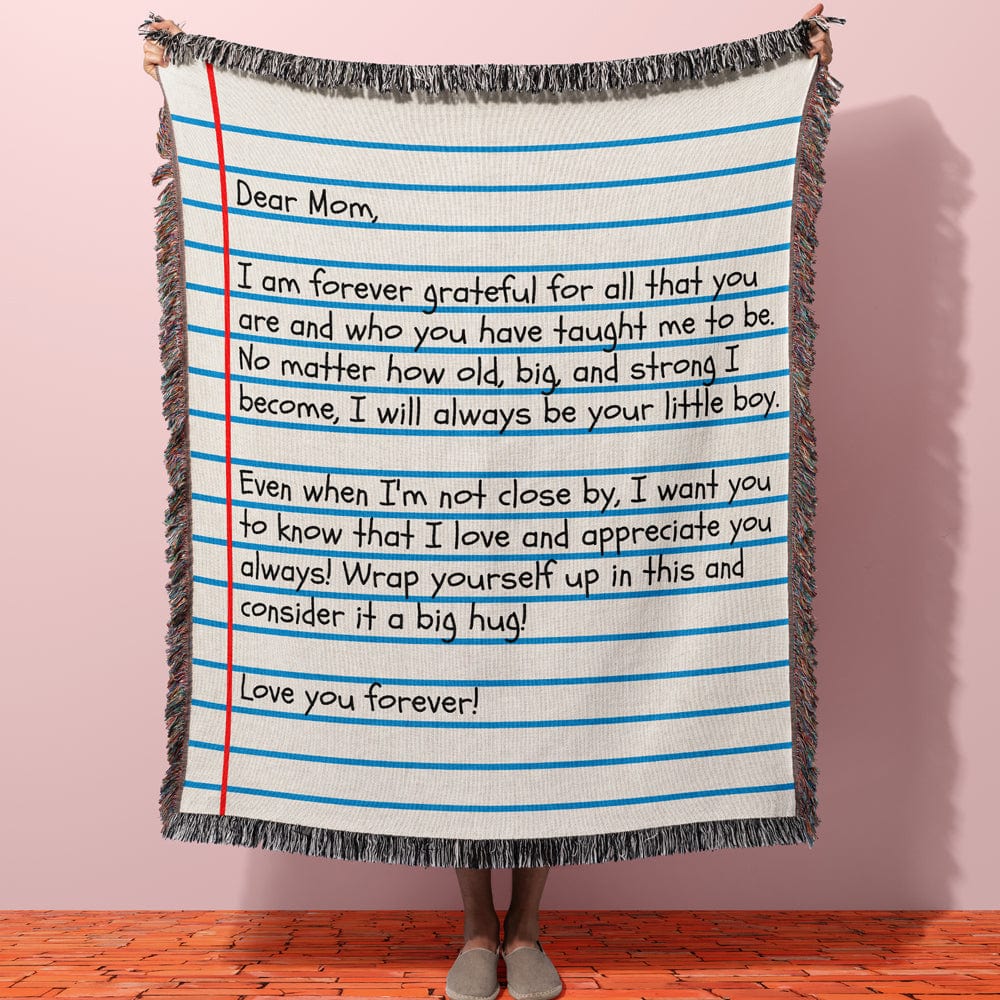 Dear Mom - From Son - 100% Cotton Weave Blanket - Giant Love Letter - WB03