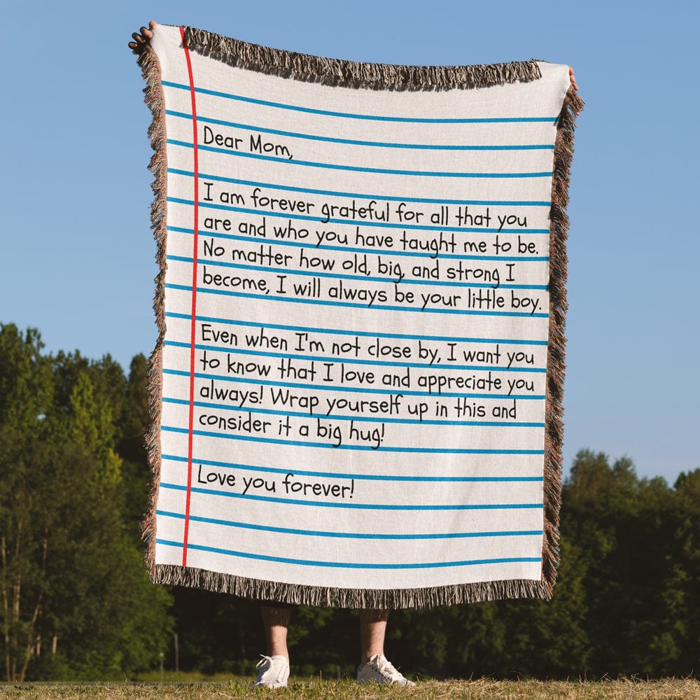 Dear Mom - From Son - 100% Cotton Weave Blanket - Giant Love Letter - WB03