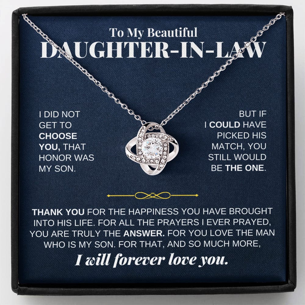 Beautiful daughter-in-law Love Knot necklace with keepsake message card