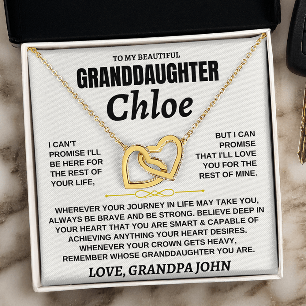 Gift for Granddaughter Custom Name Card - Forever Linked Necklace – Gift Set - SS117