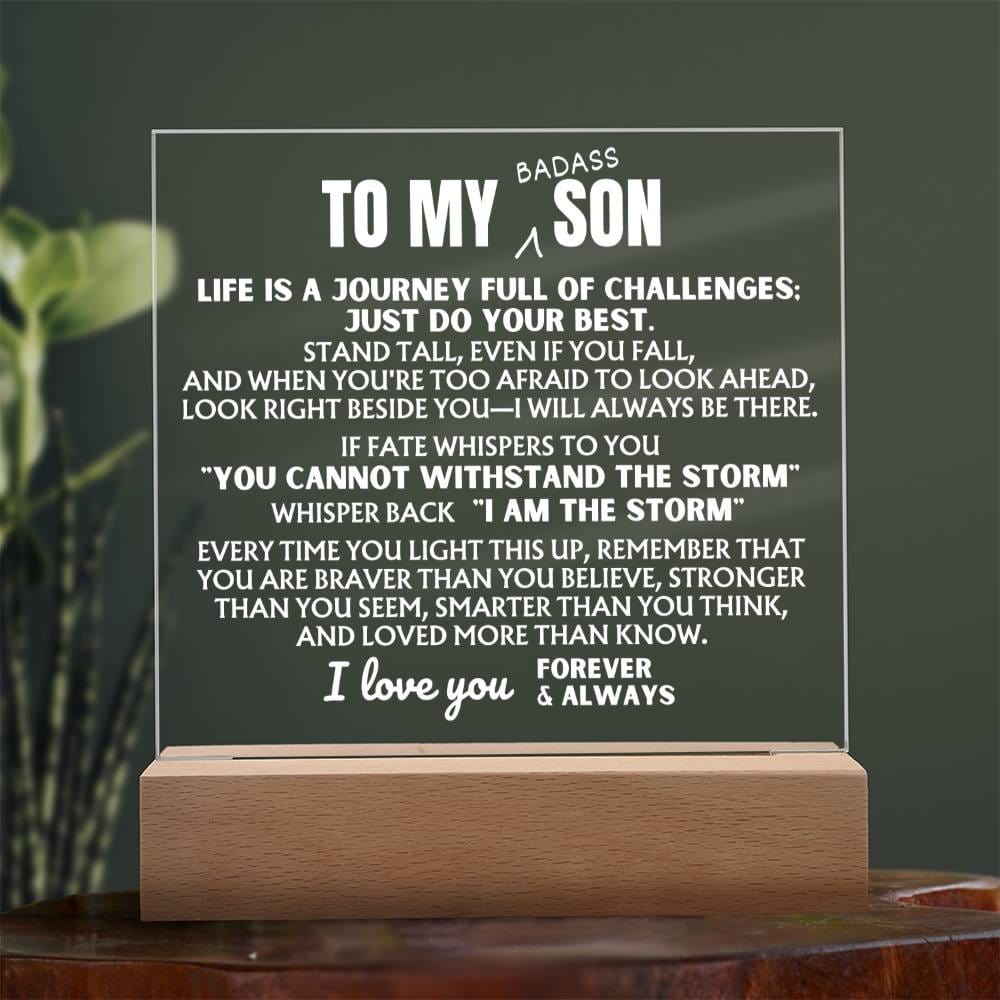 To My Bad*ss Son - "I Am The Storm" - Acrylic Lamp 💙 - AC42