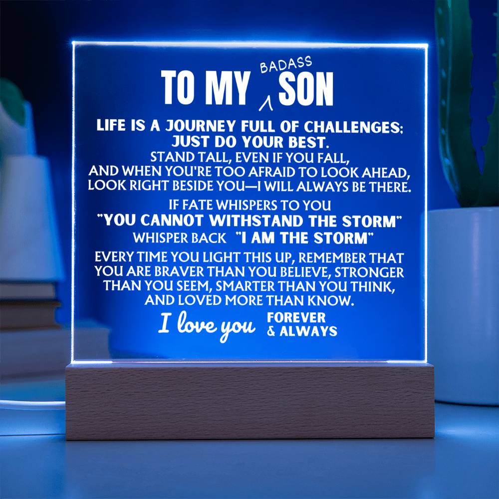 To My Bad*ss Son - "I Am The Storm" - Acrylic Lamp 💙 - AC42