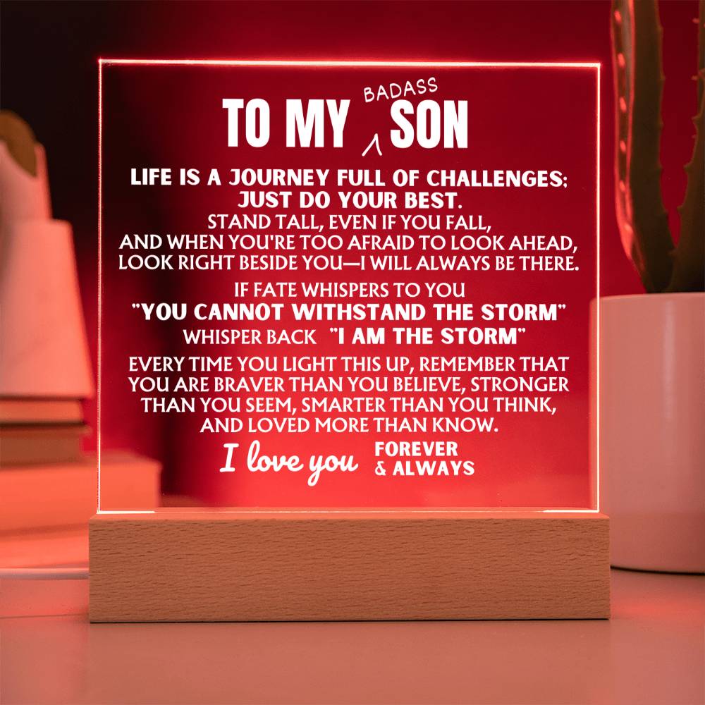 To My Bad*ss Son - "I Am The Storm" - Acrylic Lamp 💙 - AC42