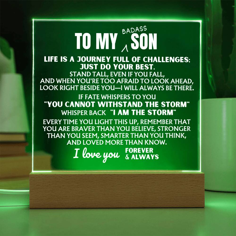 To My Bad*ss Son - "I Am The Storm" - Acrylic Lamp 💙 - AC42