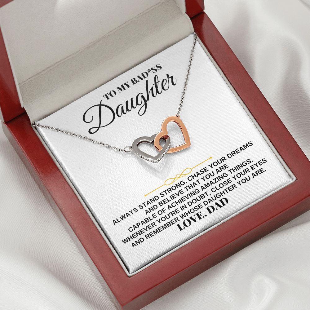 To My Badass Daughter - Love Dad - Interlocking Hearts Gift Set - SS240D