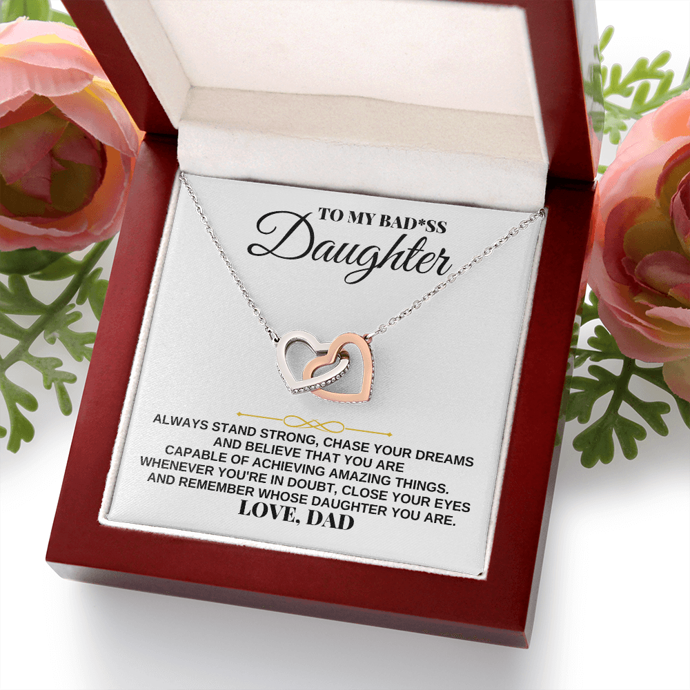 To My Badass Daughter - Love Dad - Interlocking Hearts Gift Set - SS240D
