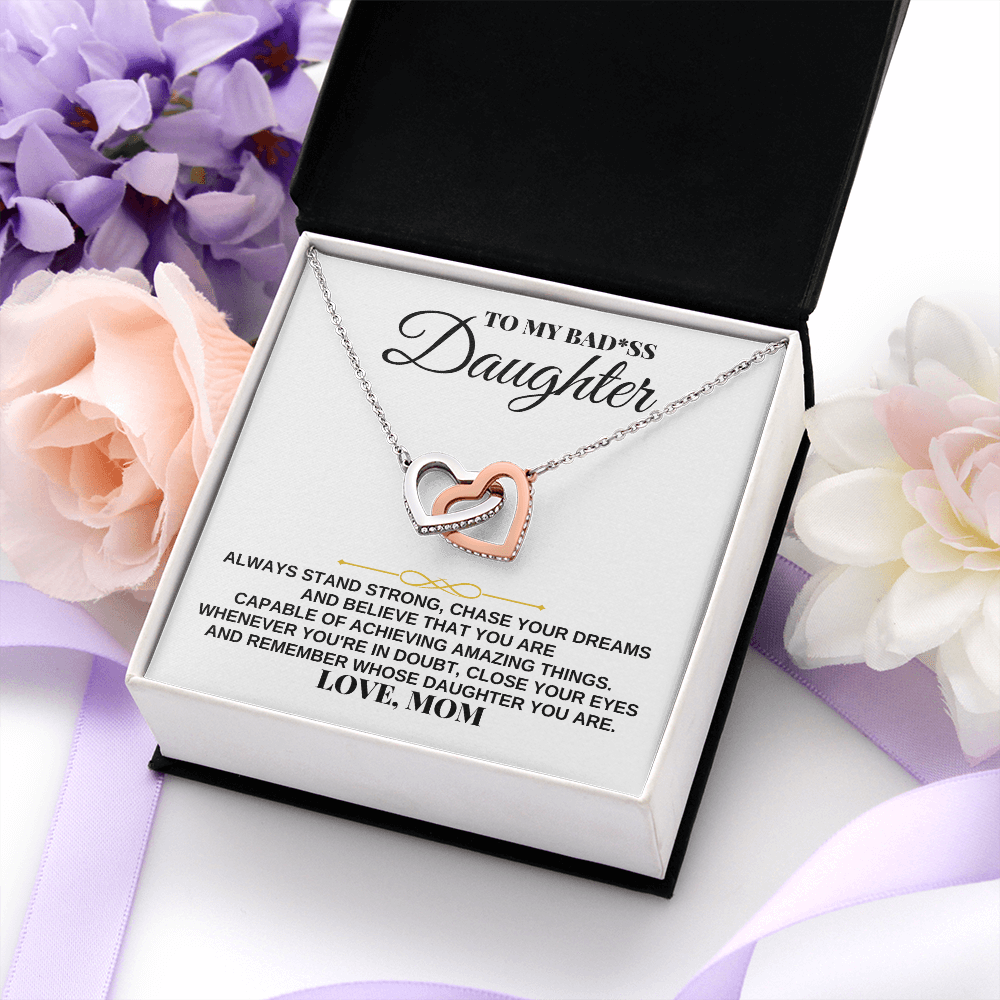 To My Badass Daughter - Love Mom - Interlocking Hearts Gift Set - SS240M