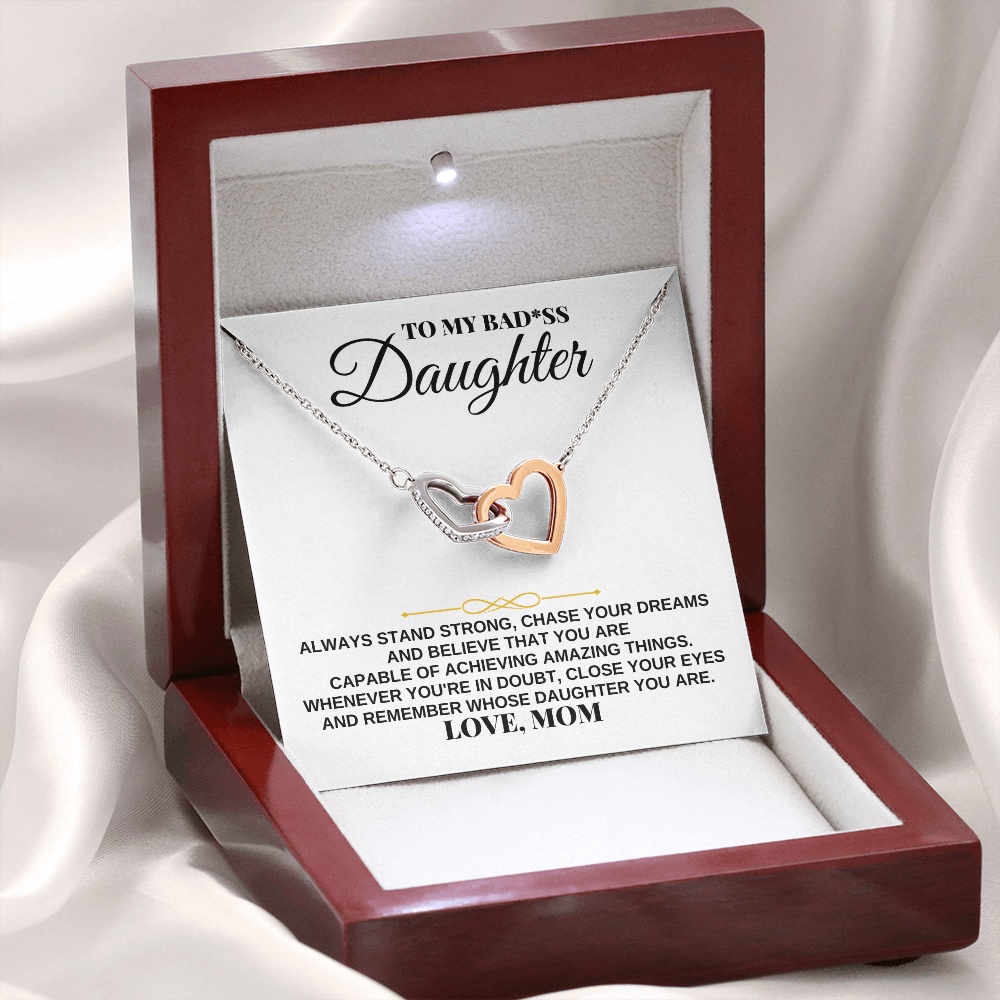 To My Badass Daughter - Love Mom - Interlocking Hearts Gift Set - SS240M