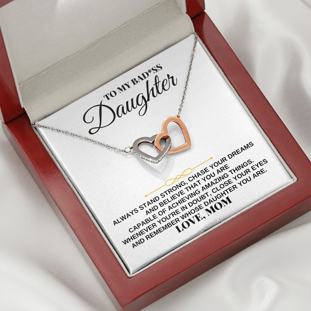 To My Badass Daughter - Love Mom - Interlocking Hearts Gift Set - SS240M