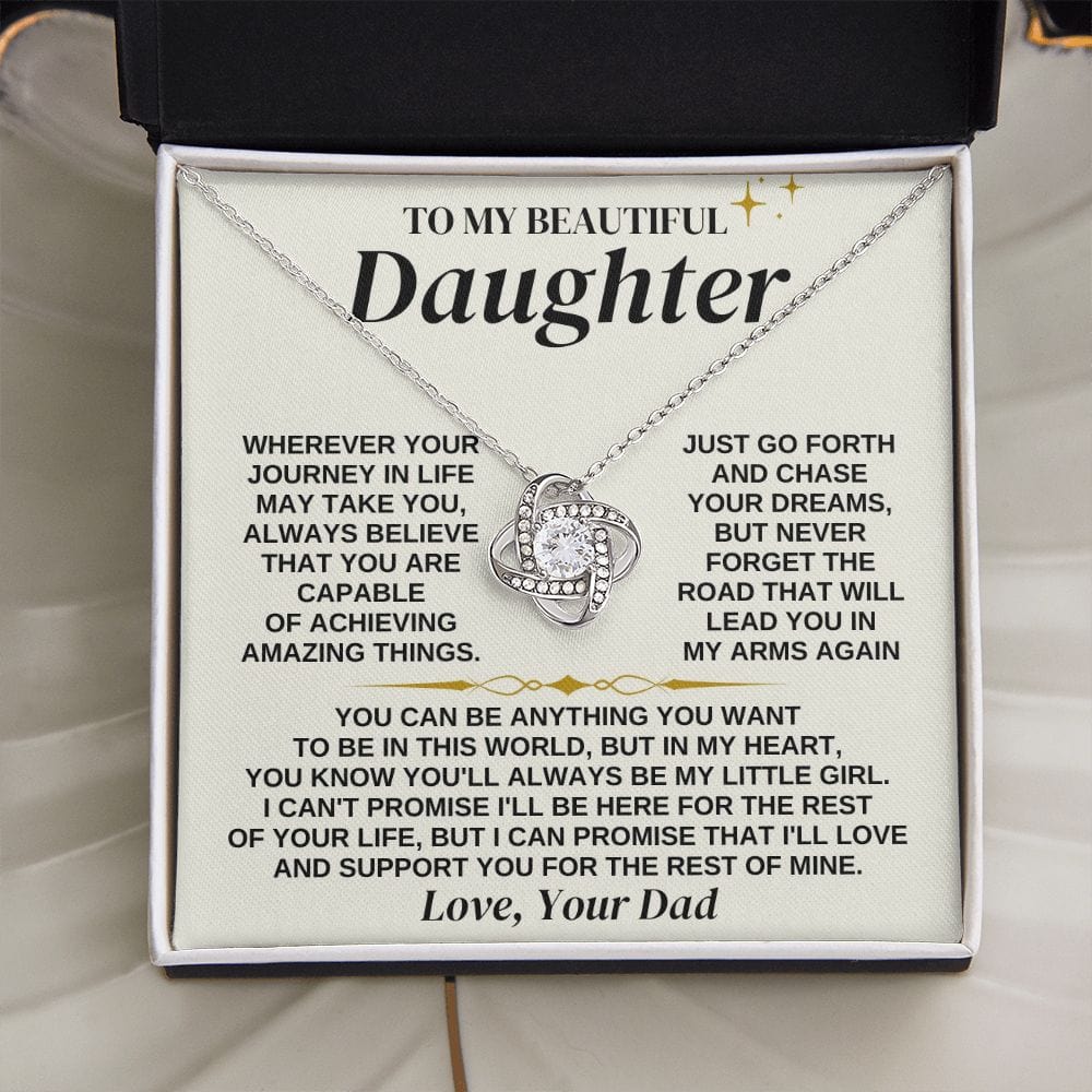 To My Beautiful Daughter - Dad - Love Knot Necklace Gift Set - SS325