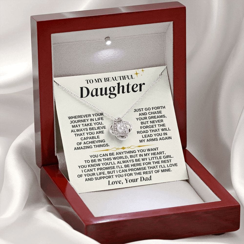 To My Beautiful Daughter - Dad - Love Knot Necklace Gift Set - SS325