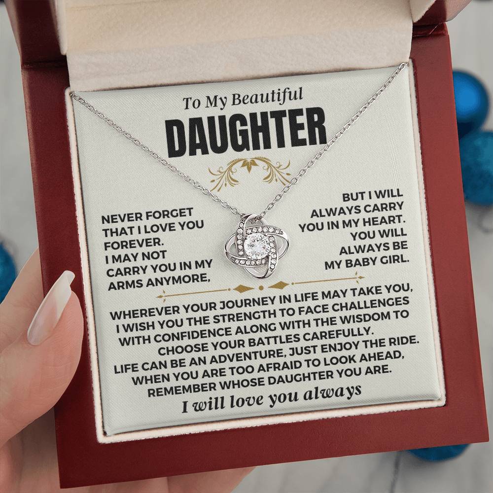 To My Beautiful Daughter "You'll Always Be My Baby Girl" Love Knot Gift Set - SS551