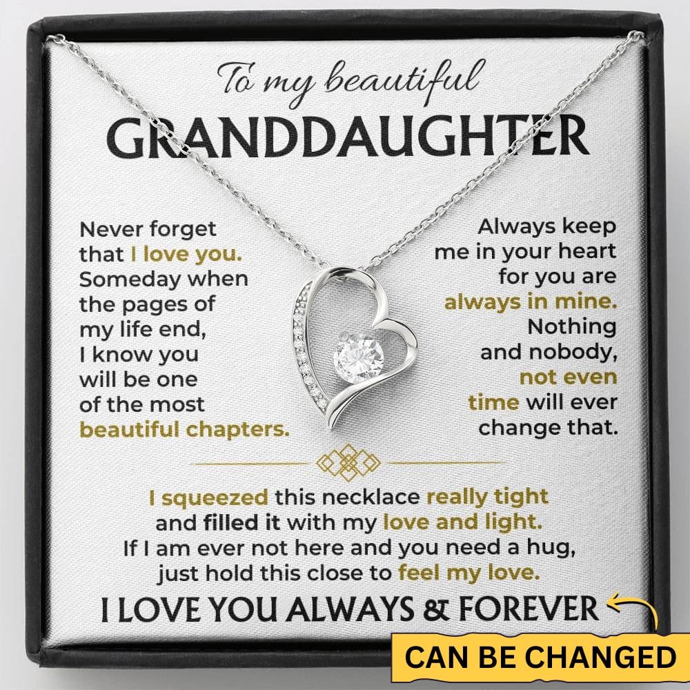 Granddaughter Forever Love heart necklace with keepsake message card