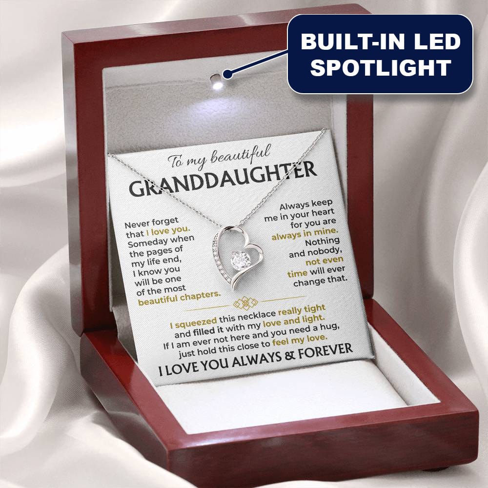 Necklace in the mahogany style luxury box with LED