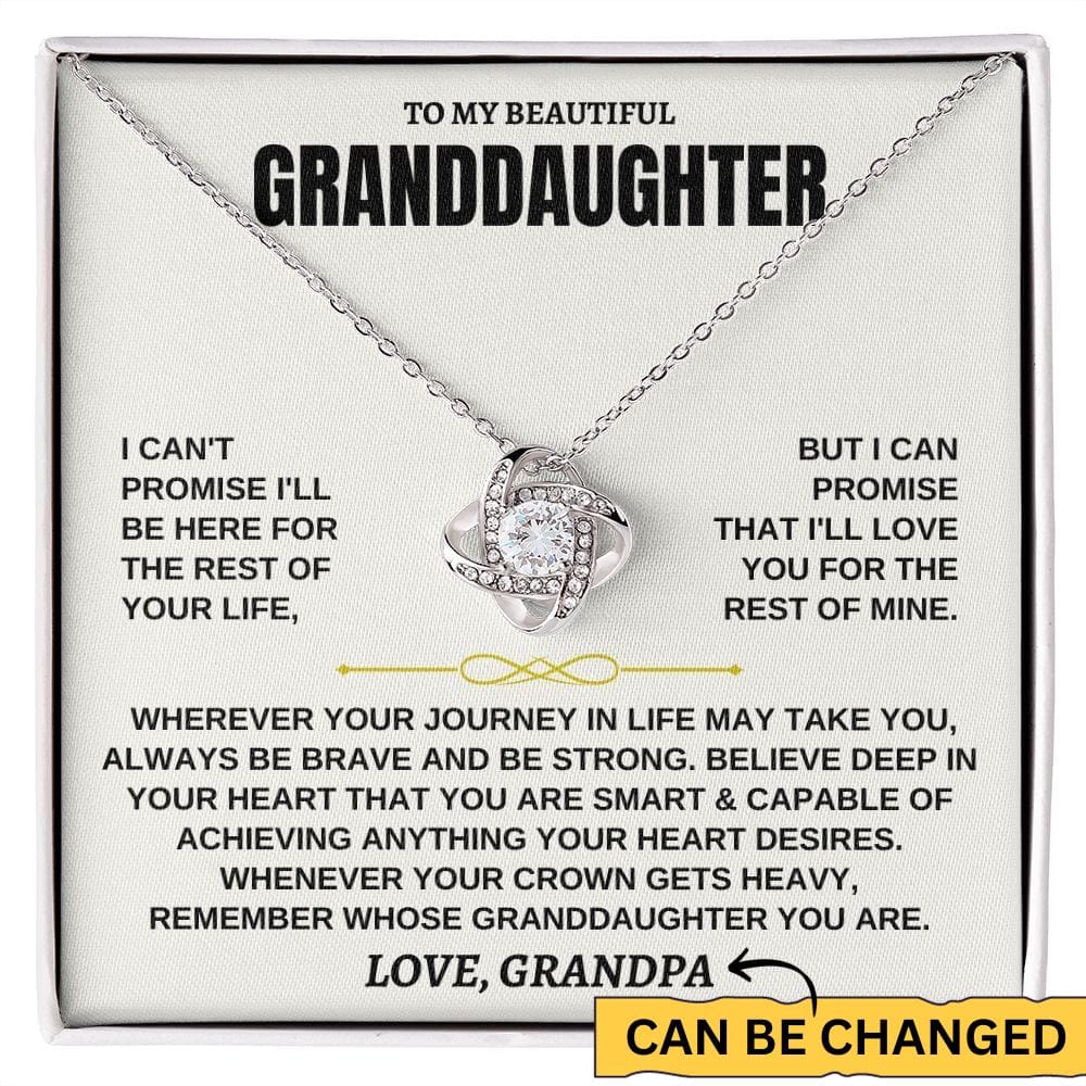 Granddaughter Love Knot necklace with keepsake message card