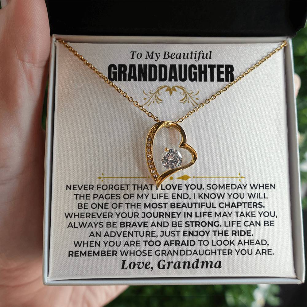 To My Beautiful Granddaughter Necklace - 18k Yellow Gold Forever Love Gift Set - SS477