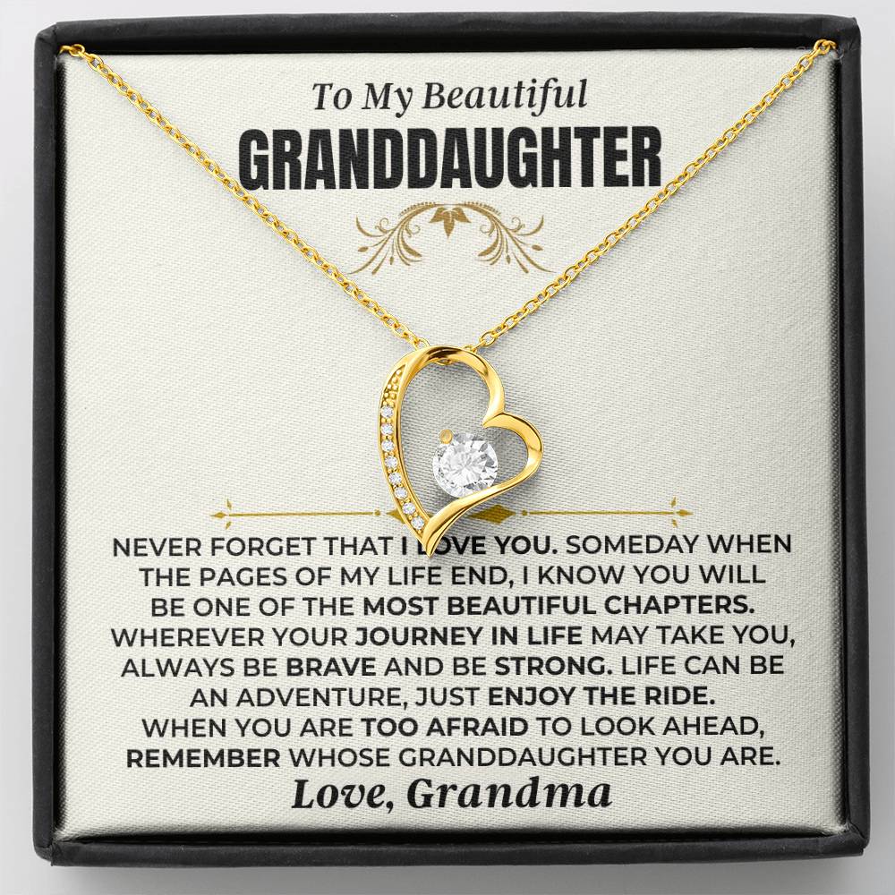 To My Beautiful Granddaughter Necklace - 18k Yellow Gold Forever Love Gift Set - SS477