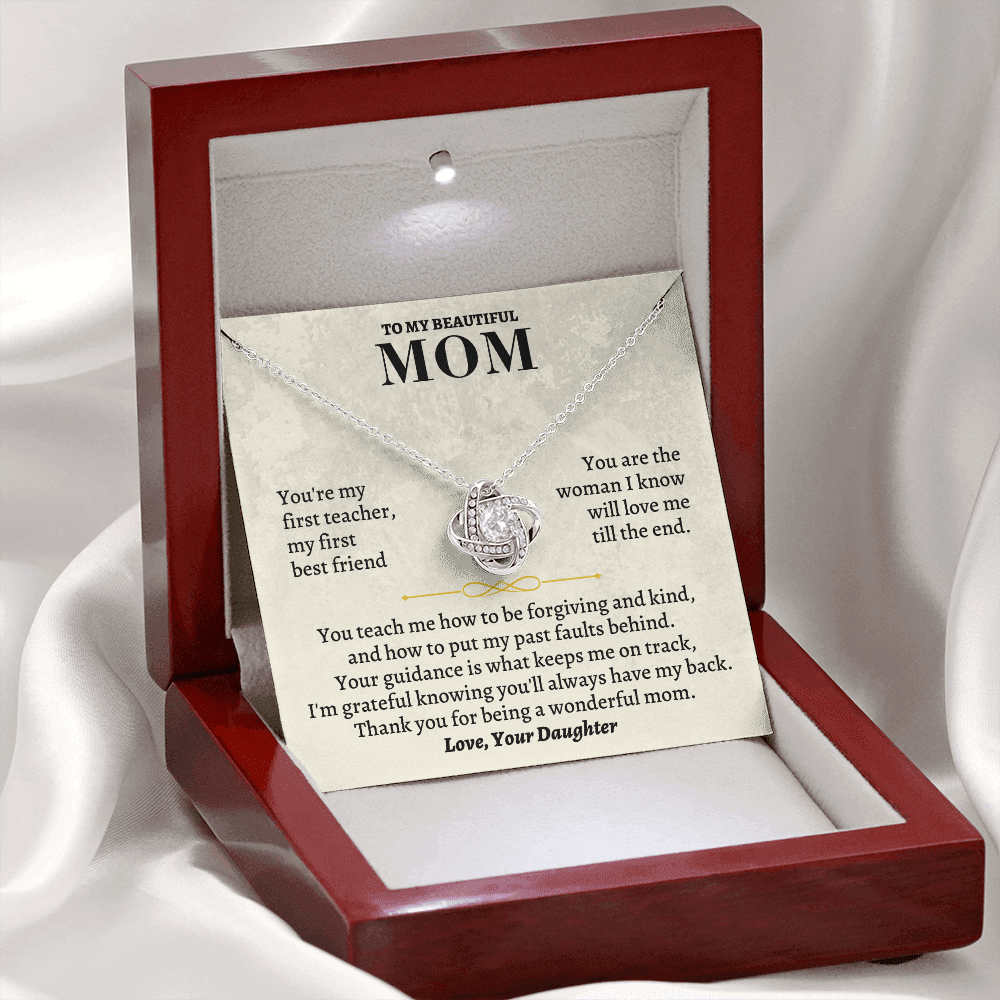 Necklace in the mahogany style luxury box with LED