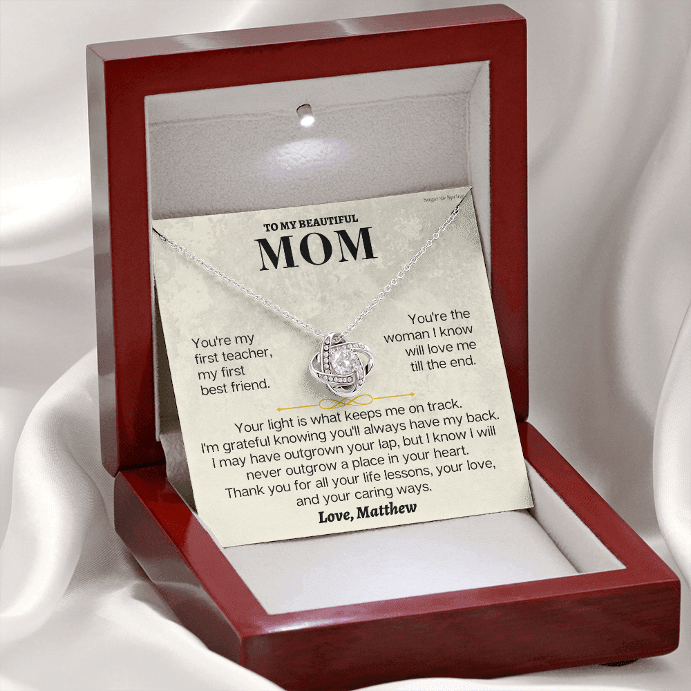 Necklace in the mahogany style luxury box with LED