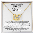 To My Beautiful Niece - Custom Name - Forever Linked Hearts Necklace - Gift Set - SS614