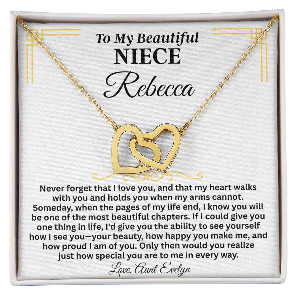 To My Beautiful Niece - Custom Name - Forever Linked Hearts Necklace - Gift Set - SS614