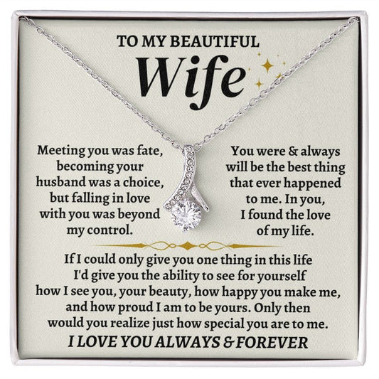 Wife Necklace Gift Set From Husband With Message Card