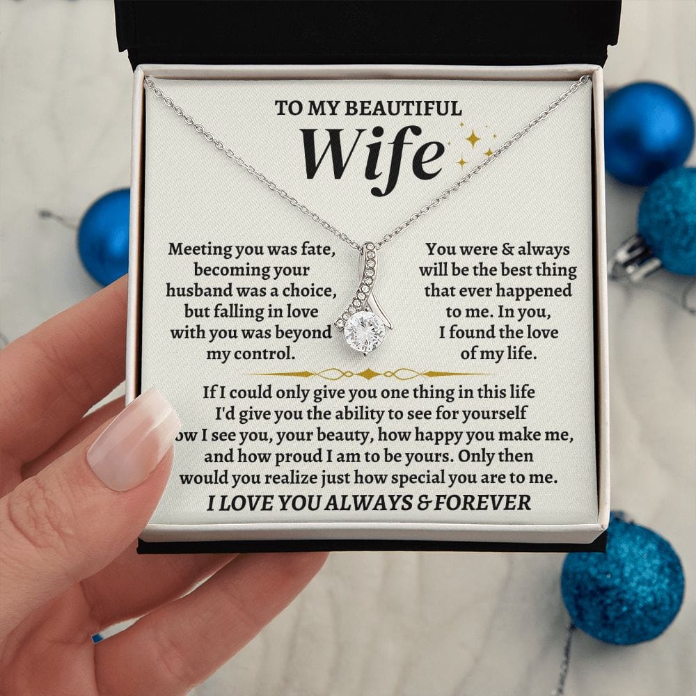 Wife Necklace Gift Set From Husband With Message Card