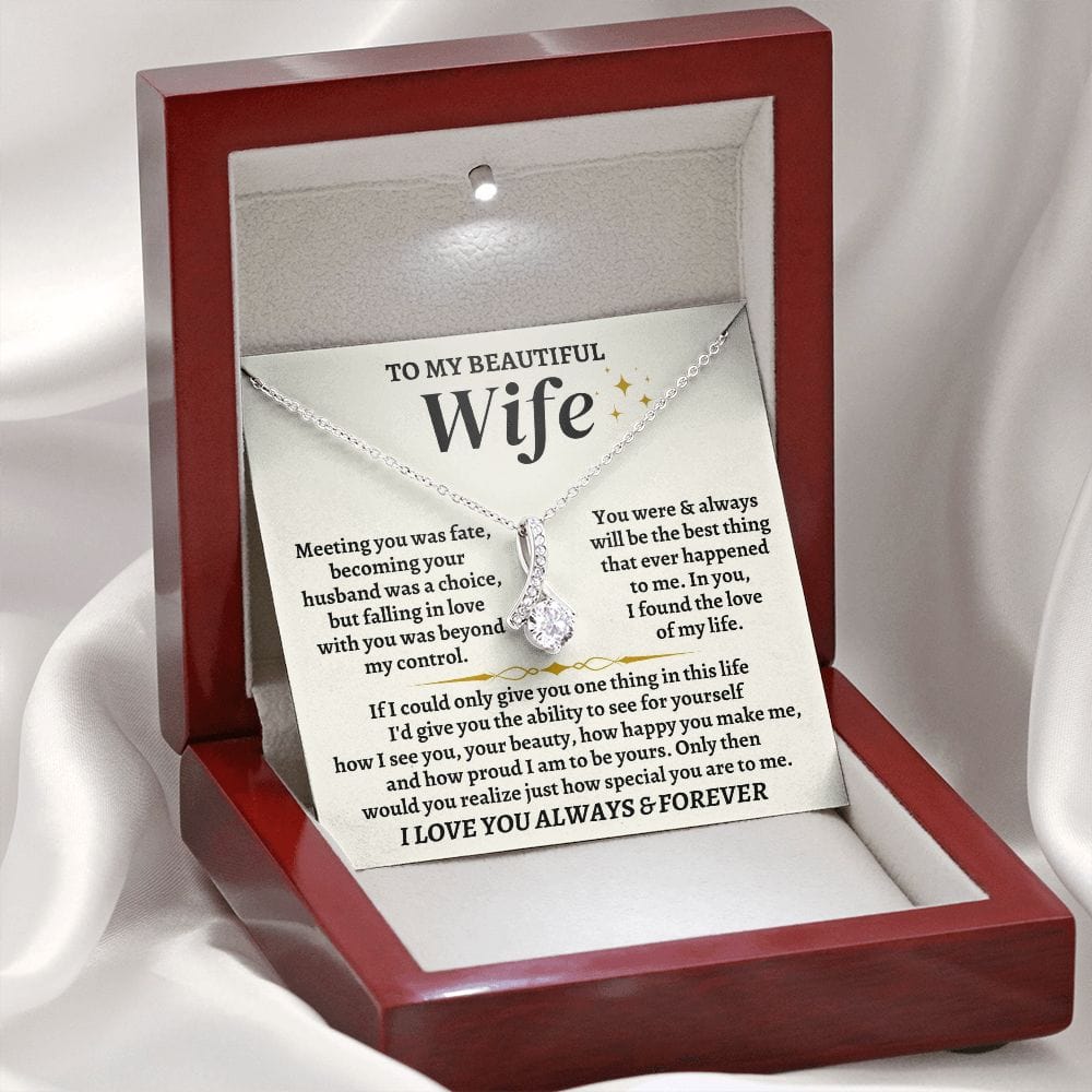 Wife Necklace Gift Set From Husband With Message Card