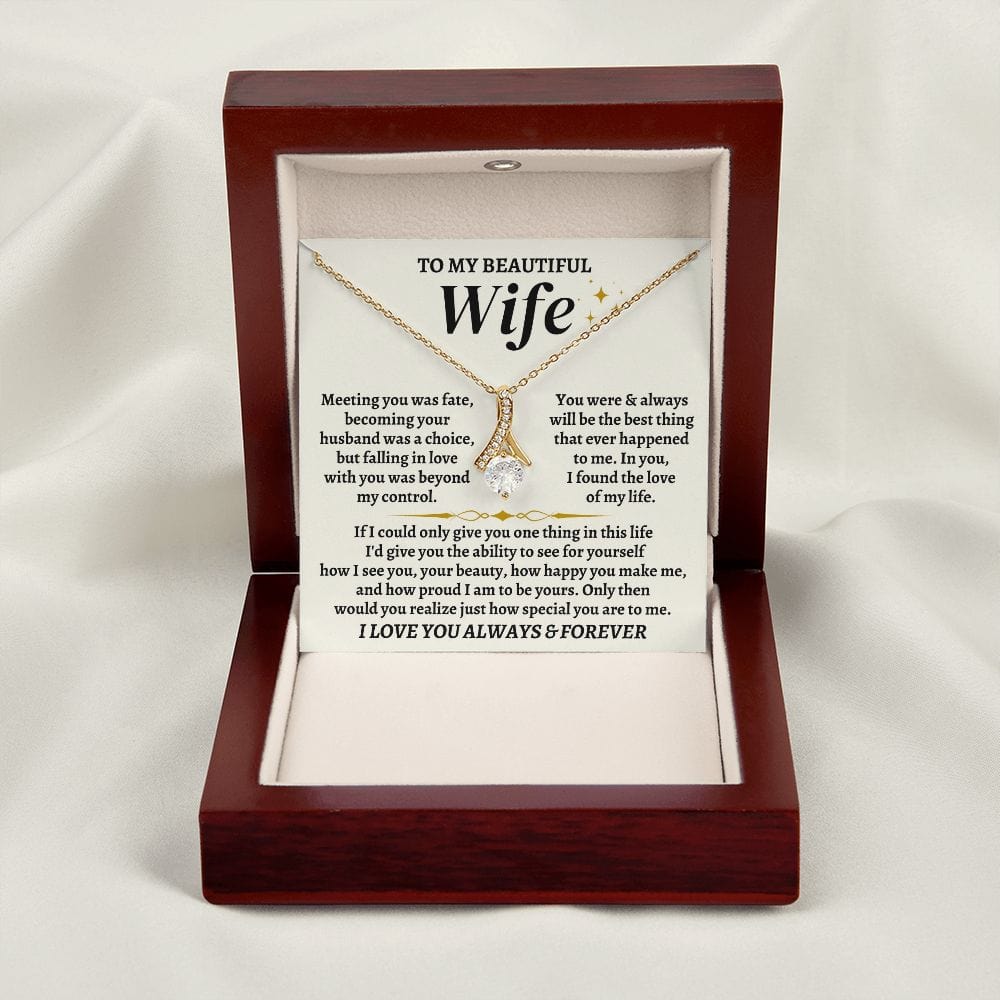Wife Necklace Gift Set From Husband With Message Card