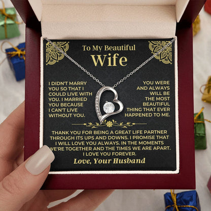 Wife Necklace Gift Set From Husband With Message Card