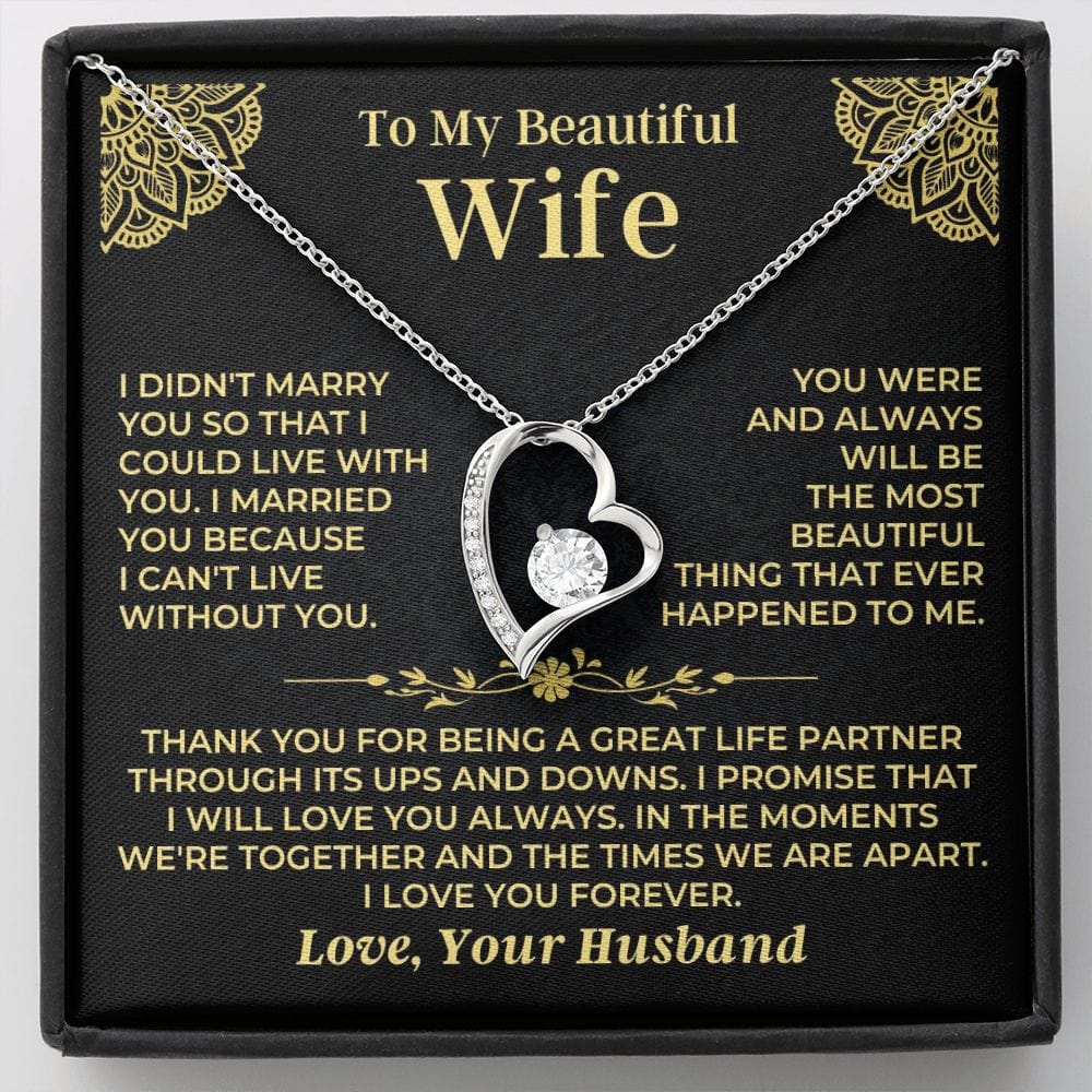Wife Necklace Gift Set From Husband With Message Card
