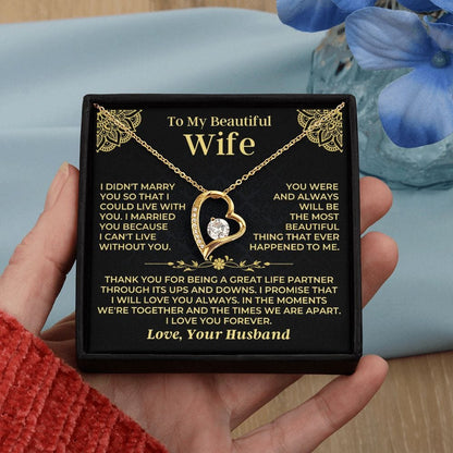 Wife Necklace Gift Set From Husband With Message Card