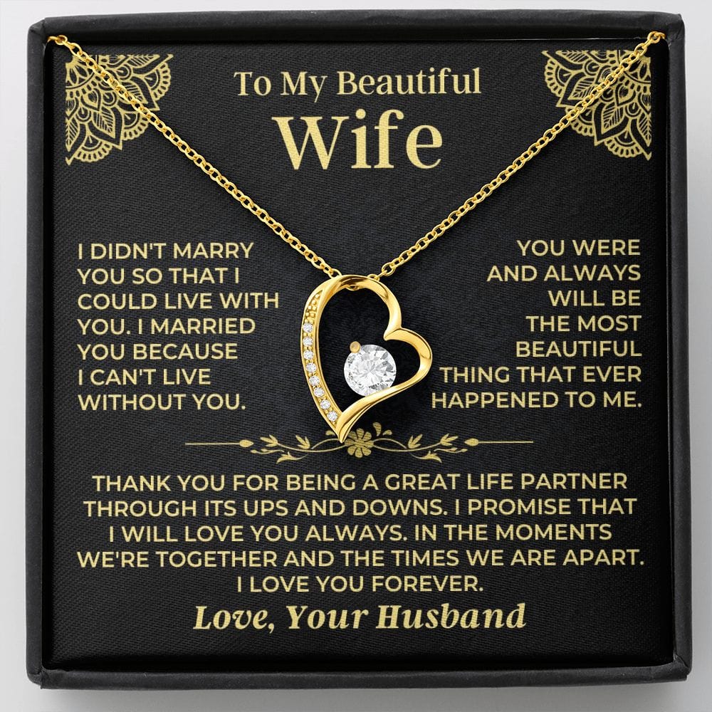 Wife Necklace Gift Set From Husband With Message Card