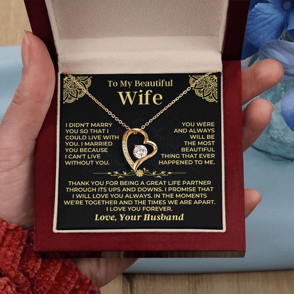 Wife Necklace Gift Set From Husband With Message Card