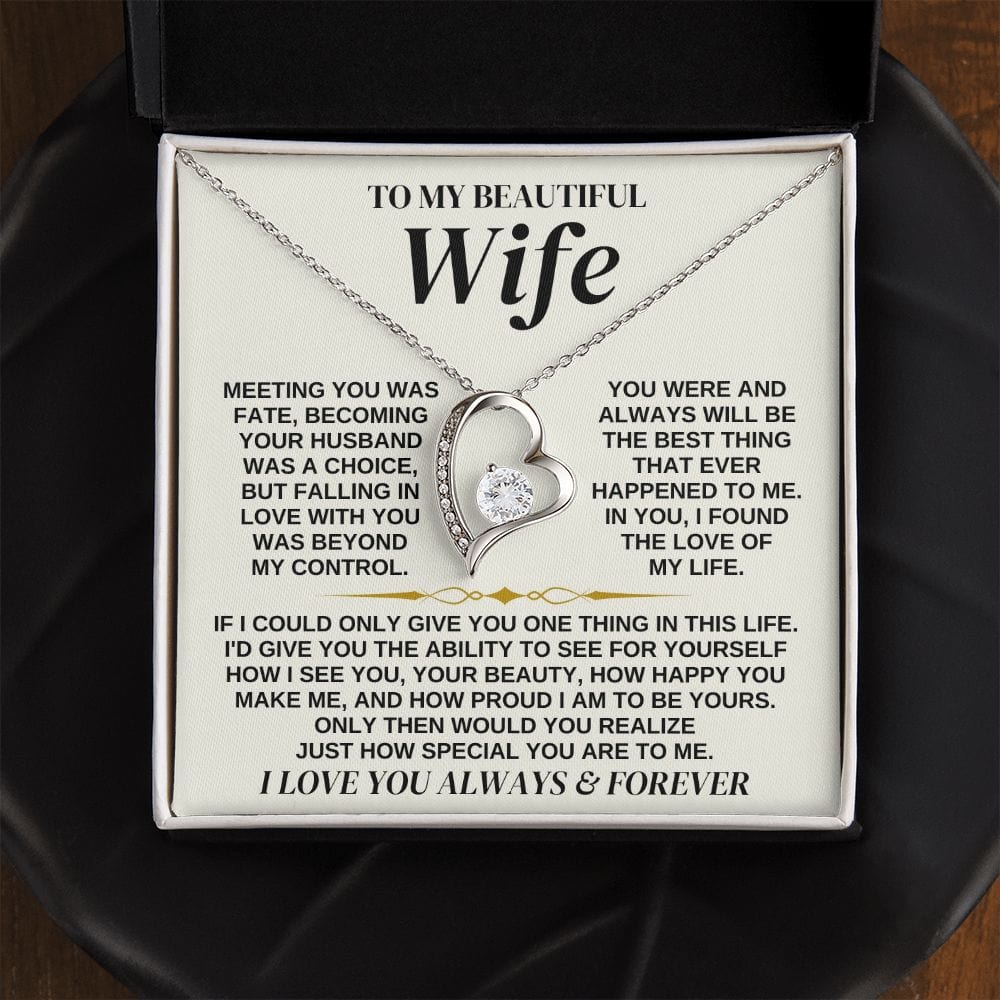 To My Beautiful Wife - Personalized  Forever Love Necklace Gift Set - SS323