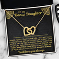 To My Bonus Daughter interlocked hearts necklace gift set with keepsake message card