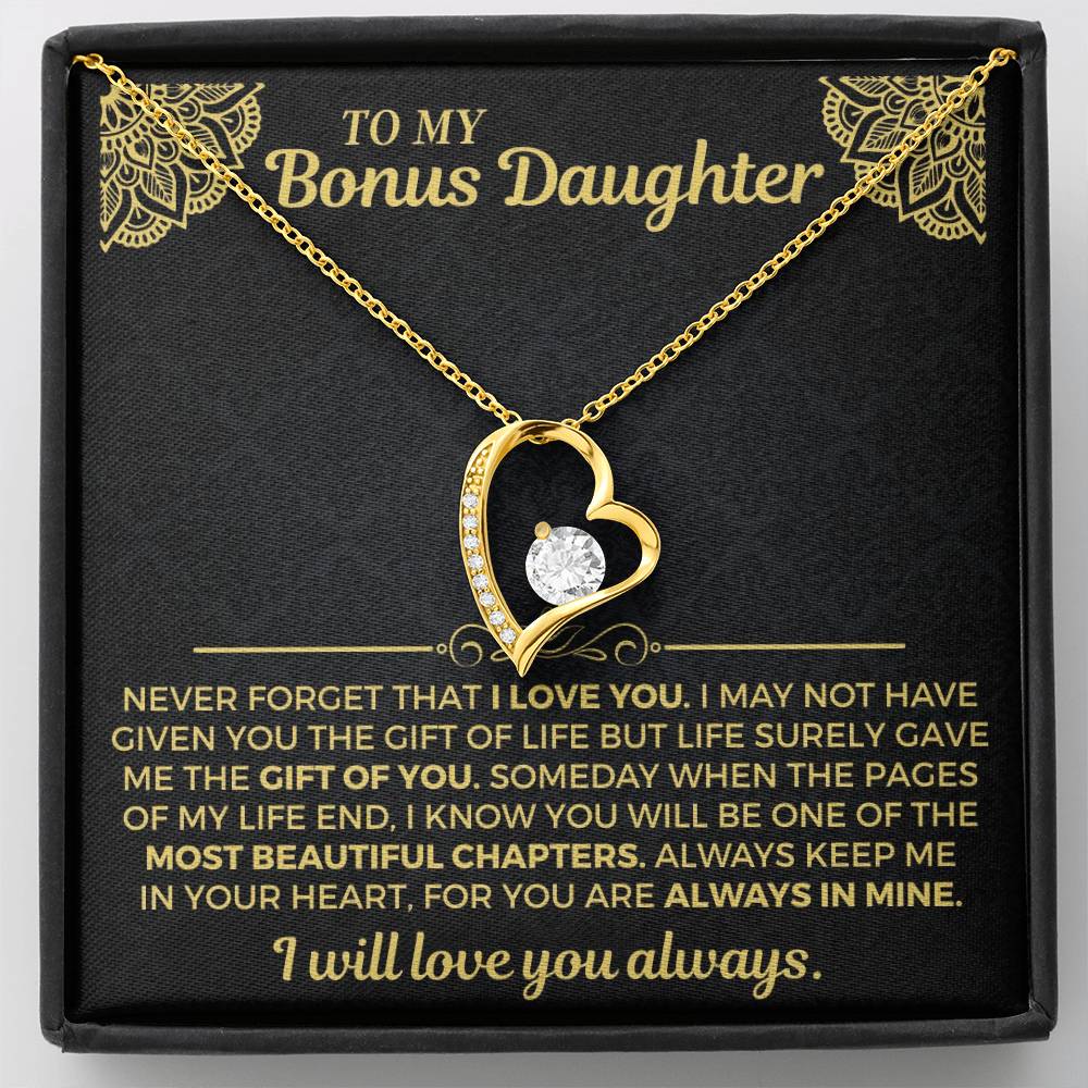 Forever Love heart pendant close-up, Bonus Daughter gift set