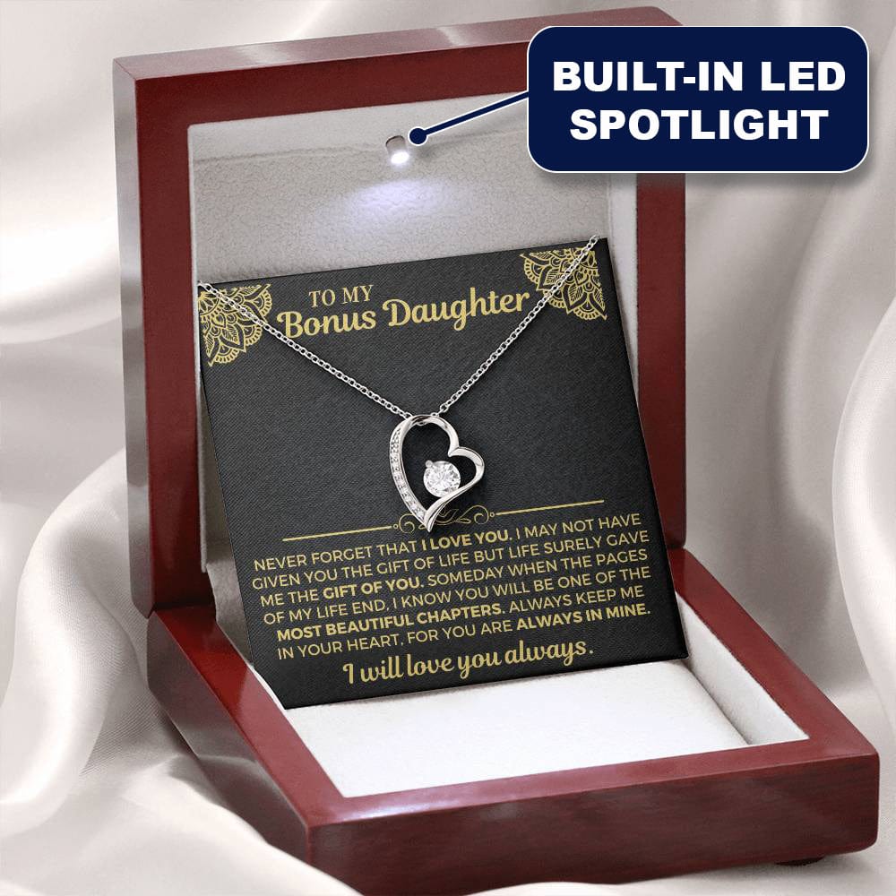 Bonus Daughter heart necklace in 14k white gold finish