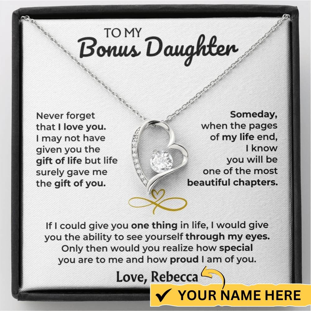 To My Bonus Daughter Forever Love pendant gift set with keepsake message card