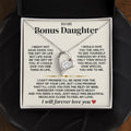 To My Bonus Daughter keepsake necklace gift set with message card