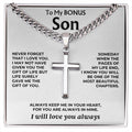 To My Bonus Son - Cuban Link - Artisan Cross - Gift Set - SS558S